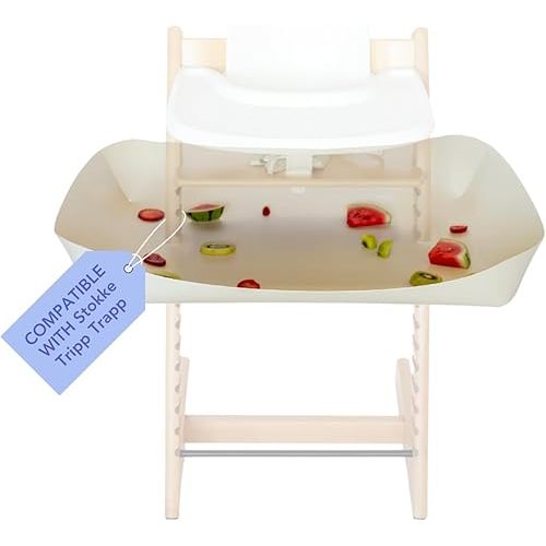 CATCHY -Food Catcher-Compatible with Stokke Tripp Trapp High Chair +11 Other High Chairs-Highchair Sold Separately-Baby & Toddler Food & Mess Catcher-Premium Linen Inspired -Under High Chair Accessory