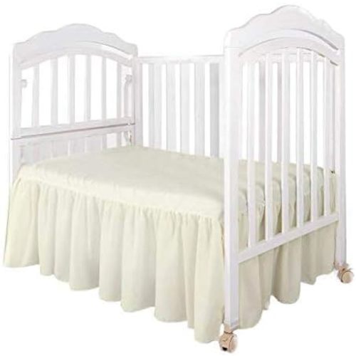Crib Bed Skirt Dust Ruffle - Crib Skirt Cream - 100% Natural Cotton - Nursery Crib Toddler Bedding Skirts for Boys or Girls, 14" Drop/Cream