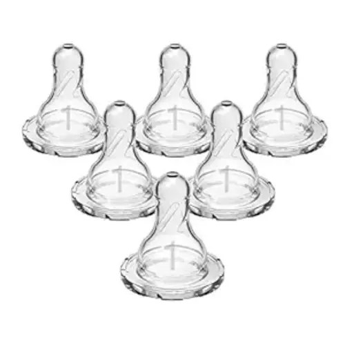Dr. Brown's Natural Flow Level 1 Narrow Baby Bottle Silicone Nipple, Slow Flow, 0m+, 100% Silicone Bottle Nipple, 6 Count (Pack of 1)