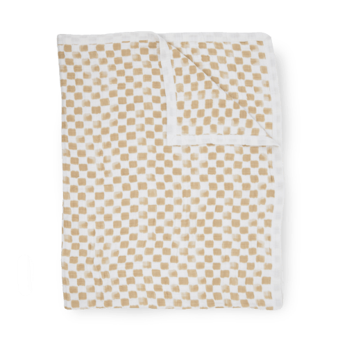 Cotton Muslin Quilted Throw - Adobe Checker