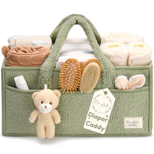 PeraBella Baby Diaper Caddy Organizer for Changing Table, Baby Storage Basket for Diapers and Baby Wipes, Gift for Baby Shower, Car Caddy Organizer, Nursery Diaper Organizer, Portable Diaper Storage