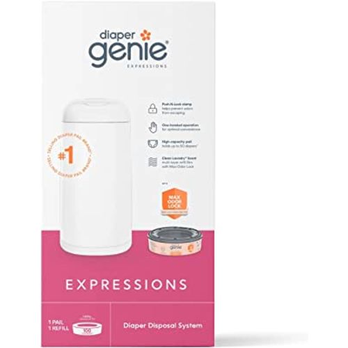 Diaper Genie Expressions Pail | Odor-Controlling Baby Diaper Disposal System | Includes Diaper Pail and 1 Starter Refill Bag