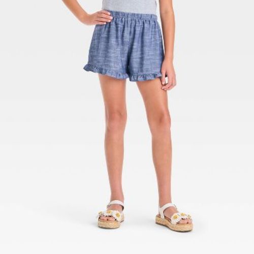 Girls' Ruffle Pull-On Shorts - art class™ Light Blue XS: Midweight Chambray, Elastic Waist, 2" Inseam