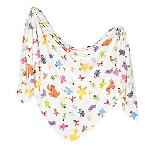 Copper Pearl Baby Swaddle Blanket - Premium Knit Baby Blanket, Large Soft Stretchy Receiving Blankets for Baby Boy and Girl, Swaddles for Newborn, Infant, and Toddler (Sesame Friends)