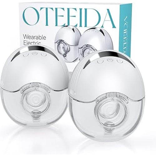 Hands Free Breast Pump Wearable MY-375 - Strong Suction, Low Noise, Wearable Breastfeeding Pump with 4 Mode &12 Levels, Portable Electric Breast Pump 24mm - 17/19/21/Insert/Flange, 2 Pack (White)