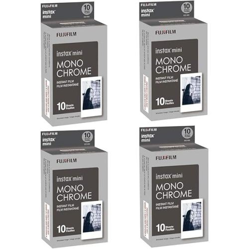 Fujifilm 4X Instax Mini Monochrome Instant Film, 10 Pack, Black/White (16531960 4)