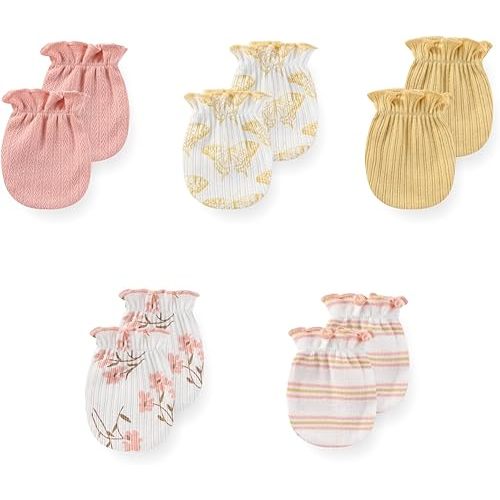 5 Pack Unisex New Born Boy Girls No Scratch Mittens Cotton Soft Baby Gloves Accessory 0-3 Months Infant Essentials