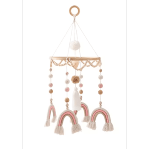 Baby Nursery Wooden Hanging Toy Crib Mobile, Animal Safari
