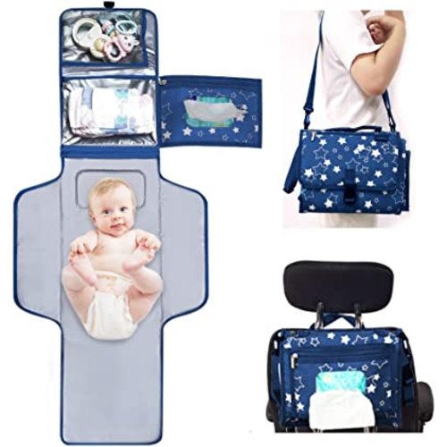 Changing Pad Portable,Diaper Changing Pad,Long Travel Portable Diaper Changing Pad for Baby with Wipes Pocket and Cushioned Pad,Lightweight and Waterproof Changing Pad,Best Gifts for Mom-to-be