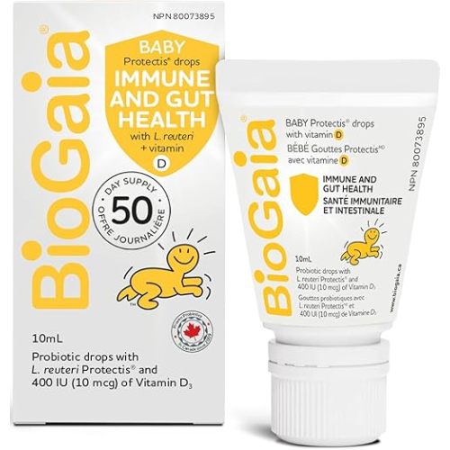 BioGaia Probiotic Drops with 400IU of Vit.D | 10mL BioGaia Immune & Gut Health | 50 Day Supply | Promotes The Development of Healthy Immune & Digestive Systems in Infants, Babies & Toddlers