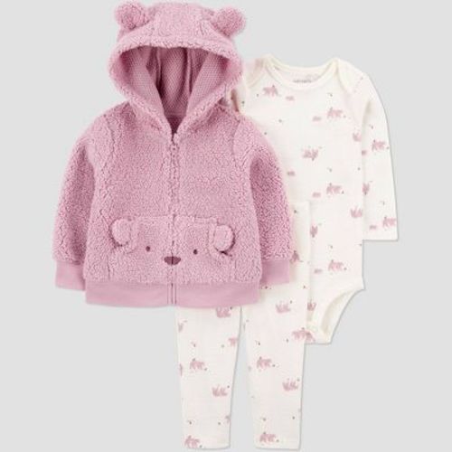 Carter's Just One You® Baby Girls' 3pc Bear Sweatshirt & Pants Set - Pink
