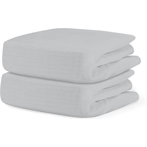 Newton Baby Organic Fitted Crib Sheets (2-Pack) - 100% Breathable and Ultra-Soft, 100% Organic Muslin Cotton, Twilight Grey, Fits All Standard Cribs