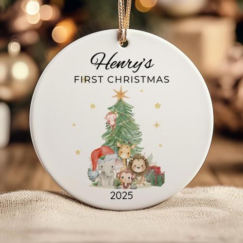 First Christmas Ornament - Safari, Personalized Naomi 2025