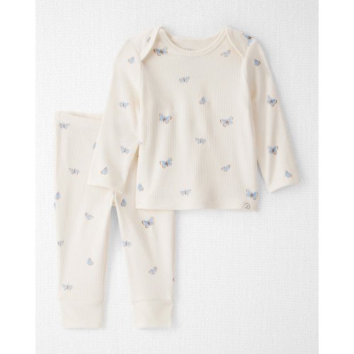 Baby Girl 2-Piece Organic Cotton Ribbed Knit Set in Butterfly Breeze Print - Little Planet | Carter's