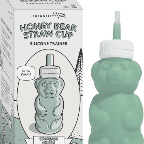 Honey Bear Straw Cup for Babies 6-12 Months (Green), 8 oz. Dishwasher Safe Baby Straw Cup, Food Grade Silicone, Honeybear Sippy Cup for Ages 4+ Months, Trainer Straw Cup for Toddlers 1-3