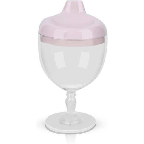 Princess Wine Sippy Cup Spill Proof, Fancy Wine Glass Sippy Cup No Spill for Baby Girl 1+ Year Old, Goblet Style Great for Your Princess Holiday Birthday Party, 5 Ounce (Pink)