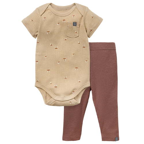 Modern Moments by Gerber Baby Neutral Organic Bodysuit and Legging Outfit Set, Sizes 0/3 Months - 24 Months