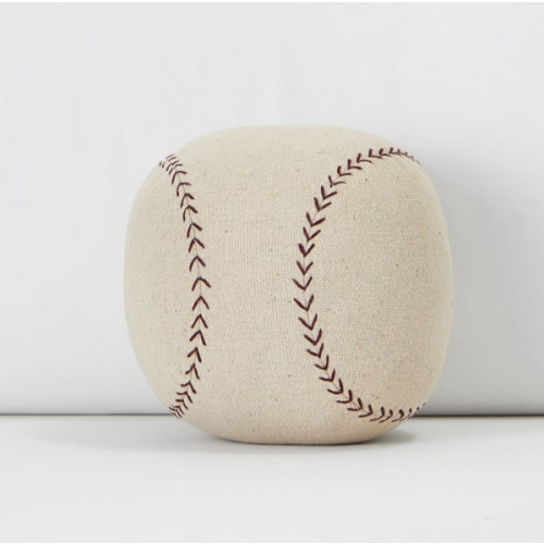 Baseball Shaped Washed Canvas Pillow