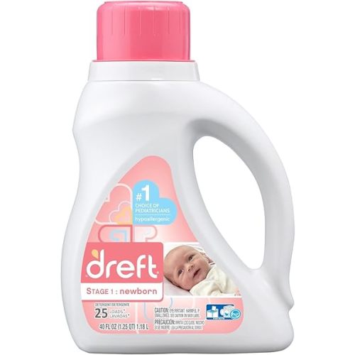 Dreft Stage Newborn Liquid Laundry Detergent, White, Baby Blossom, 40 Fl Oz