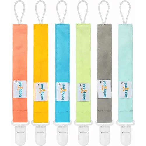 Plastic Pacifier Clips, 6 Pack Pacifier Holder Fits Most Pacifier Styles and Pacifier Clips 6PS10-CA