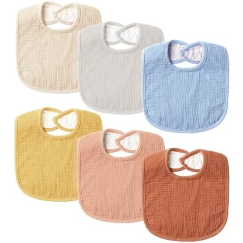 Muslin Baby Bibs for Unisex Boys Girls, Soft Cotton Baby Drool Bibs, Drooling and Teething Bibs for Infant, Newborn