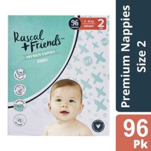 Rascals Premium Nappies Size 2 (4-8kg) | 96 pack