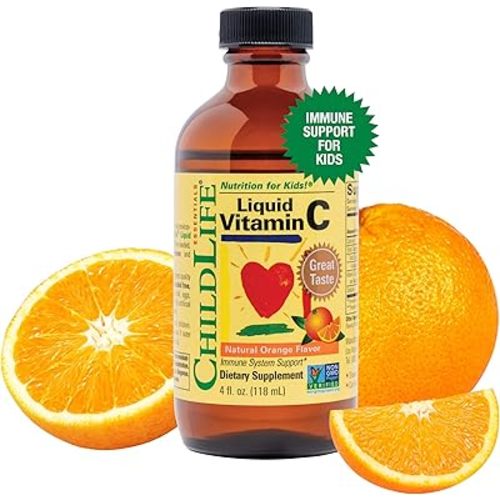 CHILDLIFE ESSENTIALS Liquid Vitamin C - Vitamin C Liquid for Kids, Toddlers, & Babies, Pure Vitamin C Supplement, Immune System Support, Natural Orange Flavor, 4 Fl Oz (Pack of 1)