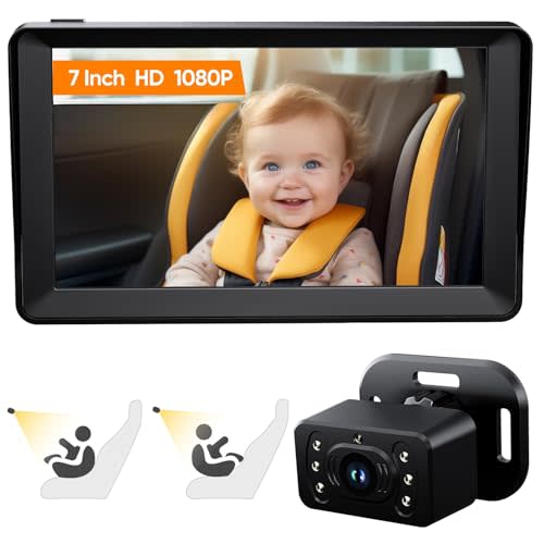 Kidsneed Baby Car Camera 7-Inch Baby Monitor for Car with USB Plug and Play Easy Setup 360 Degree Rotating Backseat Camera Two Kids HD 1080P Rear Facing Seat Cameras