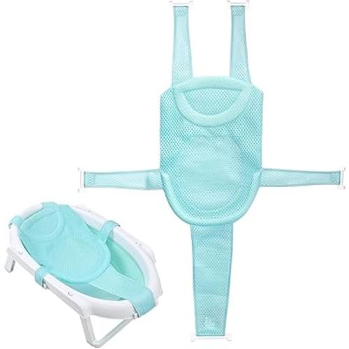 Colorlife Baby Bath Seat Support Net Infant Bathing Seat Support Mat, Adjustable Comfortable Non-Slip Five-Pointed Baby Shower Net Bathtub Sit Up Mesh for Newborn 0-6 Months-Mint Green(No Bathtub)