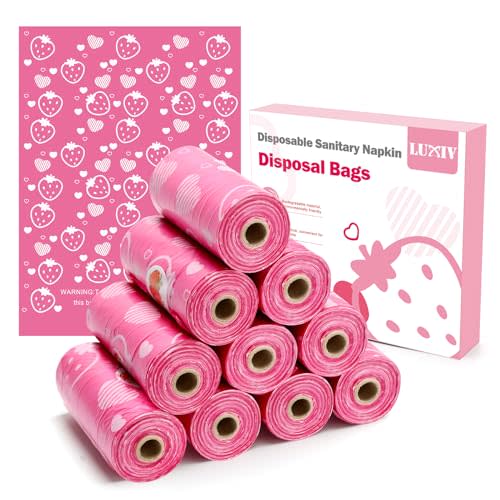 150Pcs Sanitary Napkin Disposal Bags, Luxiv Pink Disposable Sanitary Bag Personal Care Disposal Bags for Tampons Trash Bag, Disposable Mini Bag for Women Privacy Handling Bag Diaper Sack (Pink)