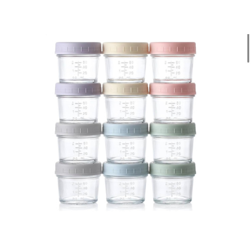 VITEVER 12Pack Glass Baby Food Storage Containers - 4 oz Baby Food Storage Jars With Lids, Baby Food Maker, Microwave, Dishwasher & Freezer Safe