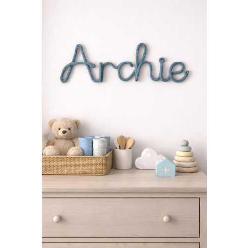 Custom Knitted Wire Name Sign - Pinky Peach or Blush, No String