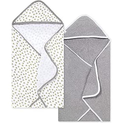 Burts Bees Baby Infant Hooded Towels, Unisex Bath Essentials and Newborn Necessities, Soft Nursery Towel with Hood Set, Size 29 x 29 Inch