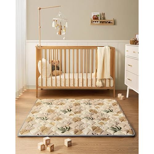 Blissful Diary Baby Play Mats for Floor, 50x50 Playpen Mat, Thicken Cushioning Padding Foam Playmate for Baby and Toddlers Infants, Non-Slip & Machine Washable, Earth Tones Design