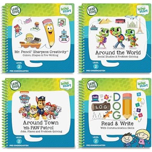 LeapFrog LeapStart Pre-K 4-Pack, for 3-6 yrs includes Mr. Pencil Sharpens Creativity, Read and Write, Around the World, Around Town With PAW Patrol