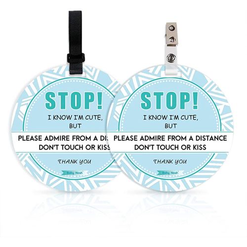 No Touching Newborn Baby Car Set Sign or Stroller Tag, Do Not Touch Baby Sign for Baby, Baby Preemie Gender Neutral No Touch Safety Sign with Hanging Straps and Clip