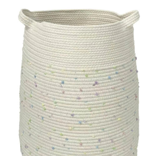 Tiny Dreamers Kids Poly Rope Pastel Dot Hamper, Large