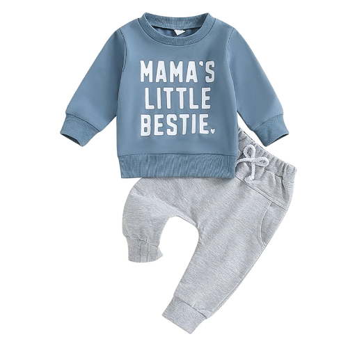 UAYOTSE Toddler Boy Clothes Baby Boy Outfit Kids Cotton Pullover Sweatshirt Pants Fall Winter Clothes for Boys,Blue 3-6 Months