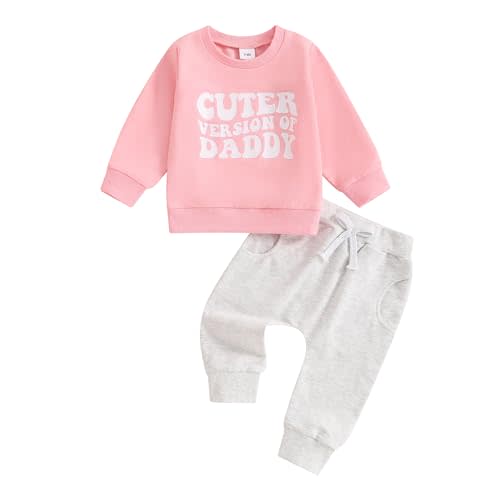 Toddler Baby Girl Fall Clothes Infant Outfit Letter Print Long Sleeve Pullover Sweatshirts and Jogger Pants Set
