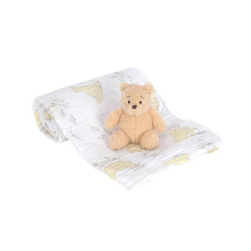 Disney Baby Winnie the Pooh Swaddle Blanket & Plush Toy Gift Set