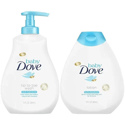 Baby Dove Rich Moisture Bundle, Tip to Toe Wash and Lotion, 13 Ounce Each
