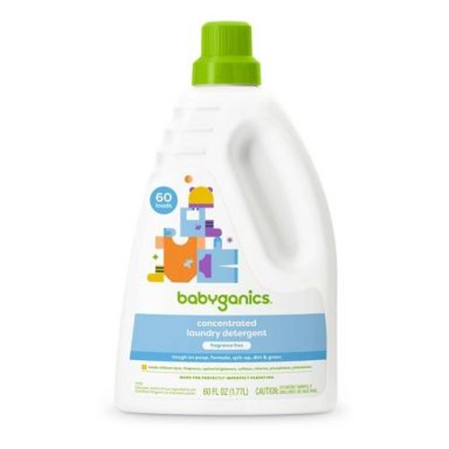 Babyganics 3x Laundry Detergent Fragrance Free - 60 fl oz: Liquid, 60 Uses, Dermatologist Tested