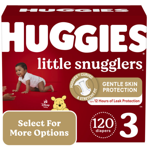 Huggies Little Snugglers Baby Diapers, Size 3 (16-28 lbs), 120 Ct (Select for More Options)