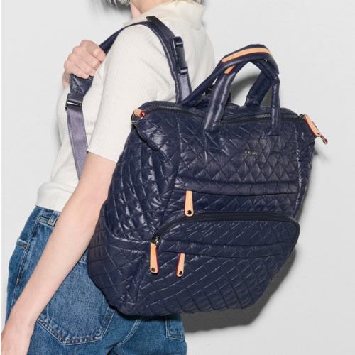 Navy Blue Quilted Backpack | MZ Wallace