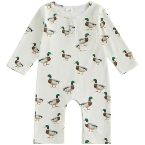 Sasaerucure Newborn Baby Boy Summer Outfit Duck/Dinosaur/Turtle Printed Short Sleeve Romper Jumpsuit Button up Clothes