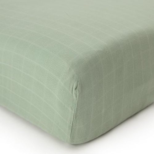 Organic Muslin Fitted Crib Sheet - Organic Crib Sheet for Standard Crib and Toddler Mattresses, Soft and Breathable, Solid Sage Green, Boho Baby, 28”x52”