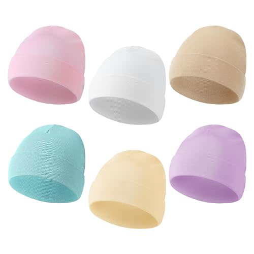 Newcotte 6 Pcs Preemie Baby Hats Cotton Preemie Caps Warm Newborn Beanie Premature Hat for Nicu Premature Boy Girl