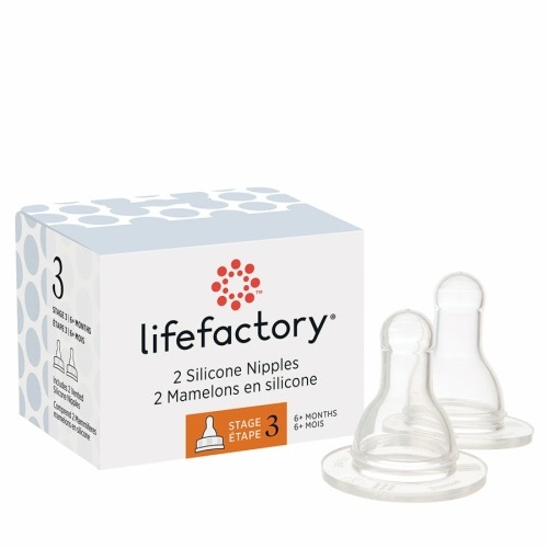 Silicone Nipples Stage 3 for 4oz and 9oz Glass Bottles-2 pack