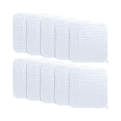 Baby Washcloths Muslin Cotton, Large 10”x10” by Comfy Cubs, Color: White