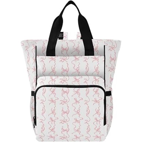 Diaper Bag Backpack, Multifunction Travel Bag for Moms Dads, Baby Changing Bag with Insulted Pockets, Stroller Straps and Side Bottle Pockets Watercolor Bows